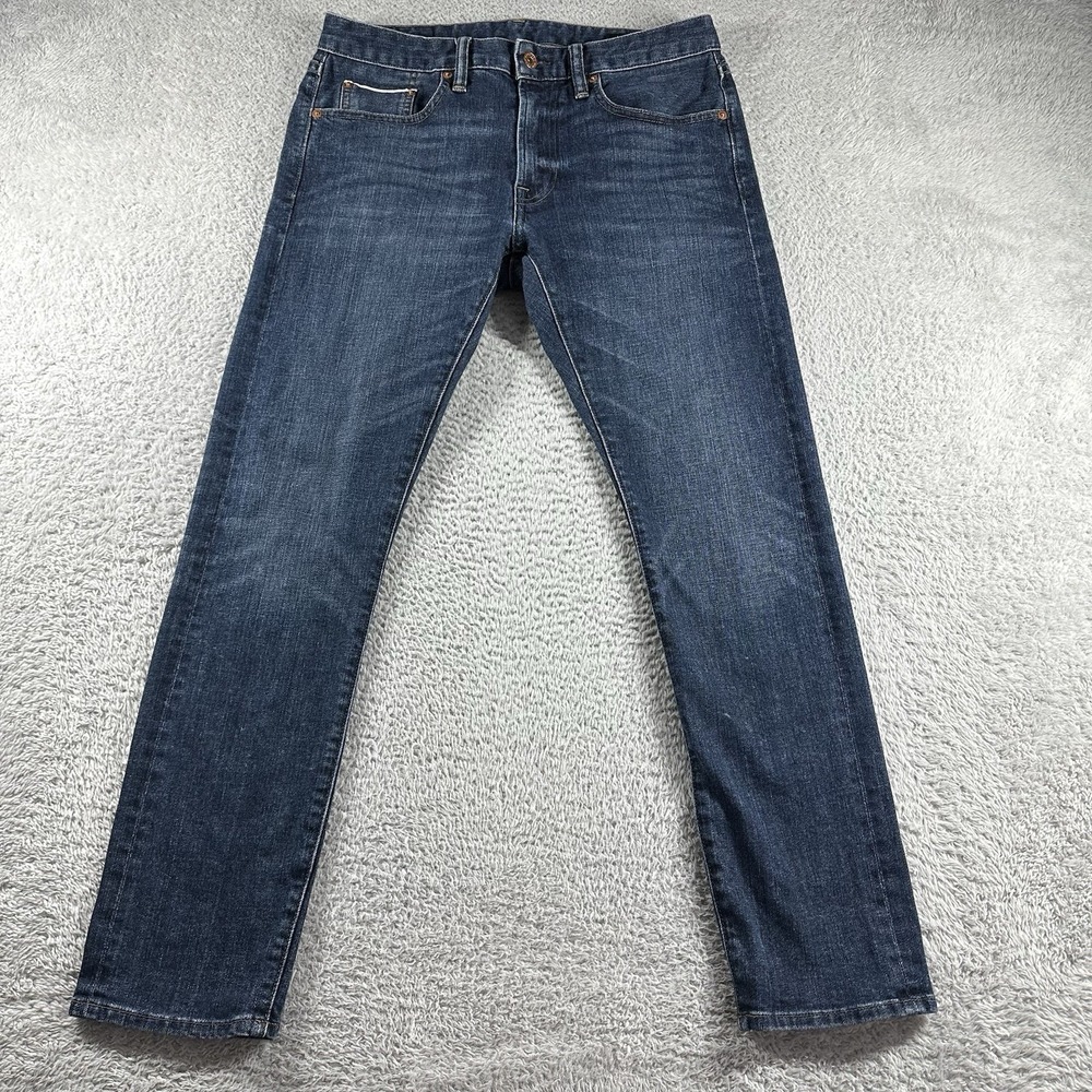 Bonobos Jeans‎ Mens 31x30 Dark Wash Tailored Fit Faded Whiskering Classic Preppy
